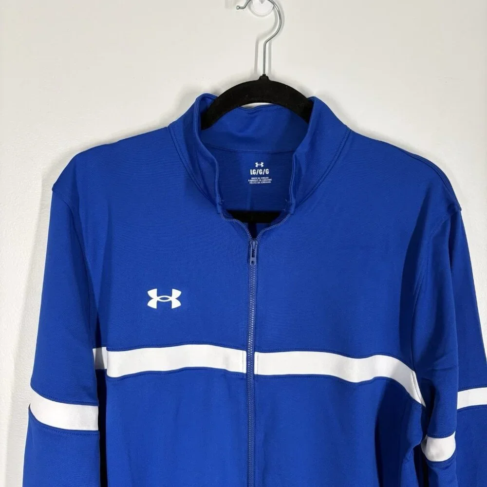 Under Armour Men L Royal Blue Full Zip UA Knit Warm Up Team Track Jacket NWT